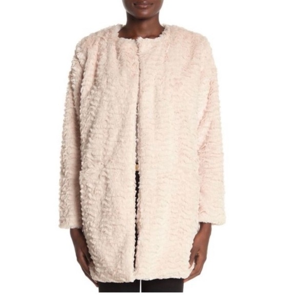 Democracy Faux fur open front jacket Cream size S - Picture 4 of 5